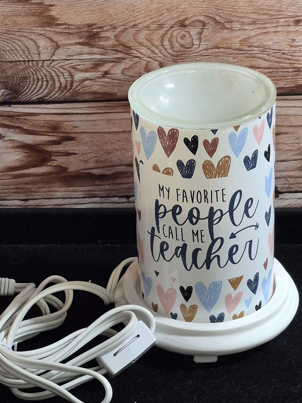 Pink Zebra Teacher Simmer Light with Pastel Heart Pattern